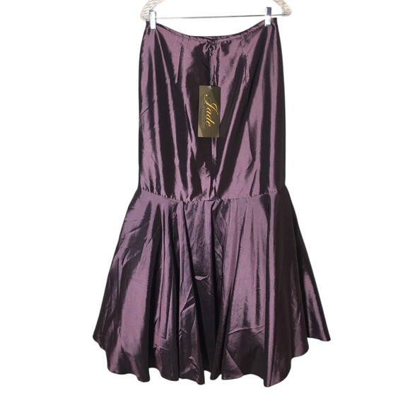 Jade Couture Dress Women's Size 12 Purple Satin Prom Strapless - Picture 2 of 7